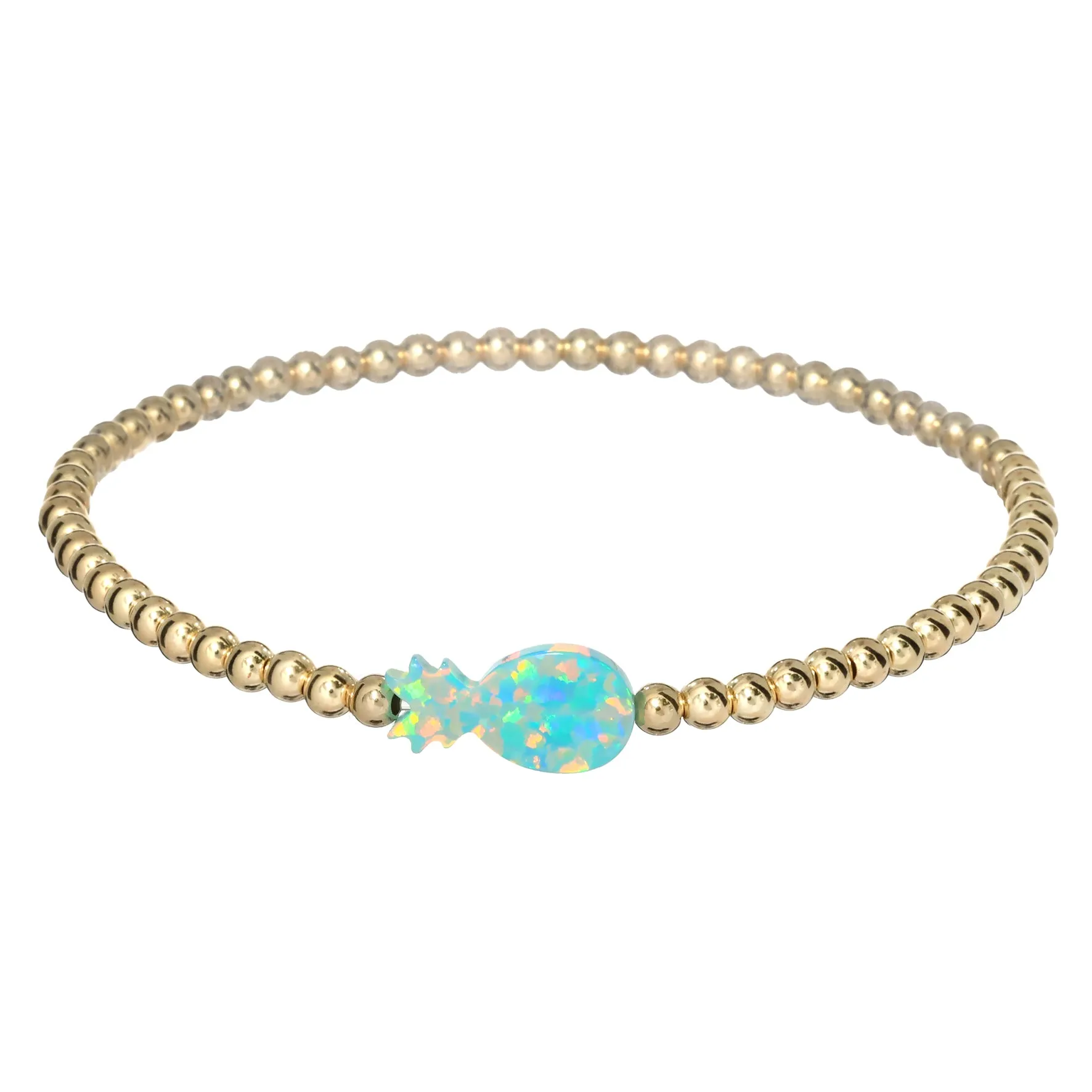 PINEAPPLE | Opal Charm and 14K Gold Filled Beads Bracelet