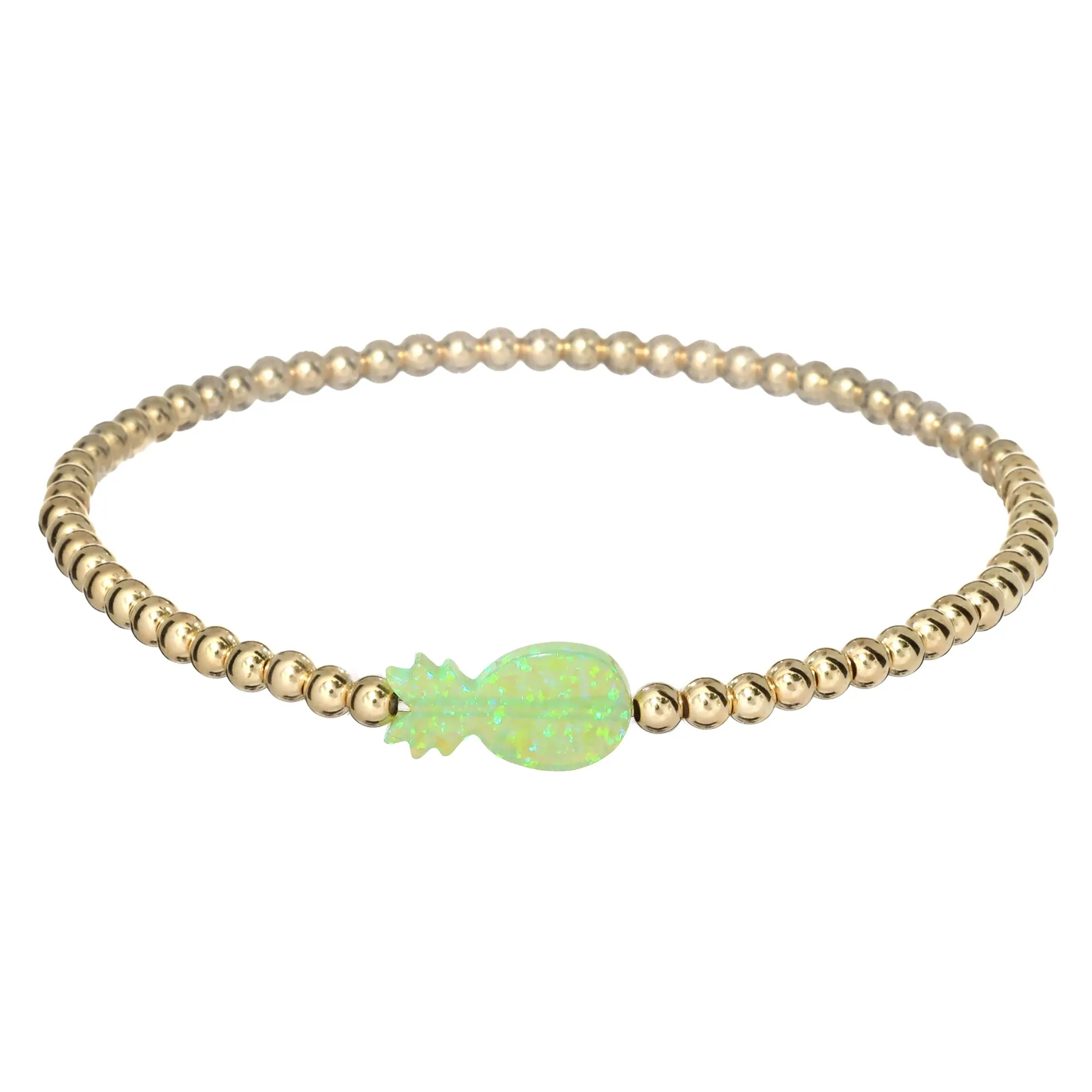 PINEAPPLE | Opal Charm and 14K Gold Filled Beads Bracelet