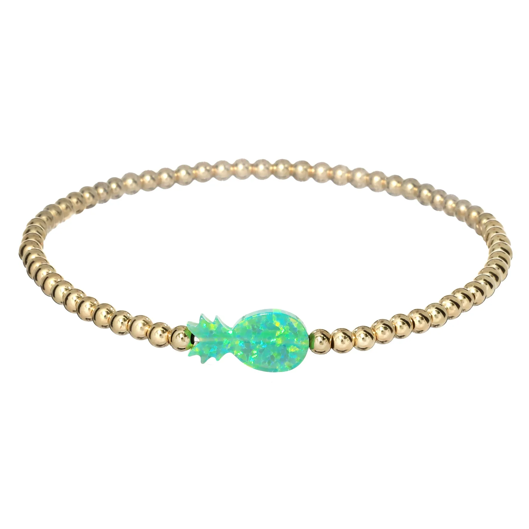 PINEAPPLE | Opal Charm and 14K Gold Filled Beads Bracelet