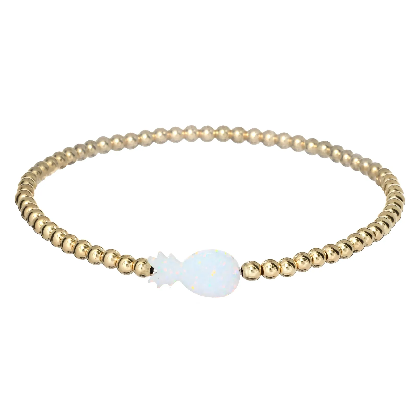 PINEAPPLE | Opal Charm and 14K Gold Filled Beads Bracelet