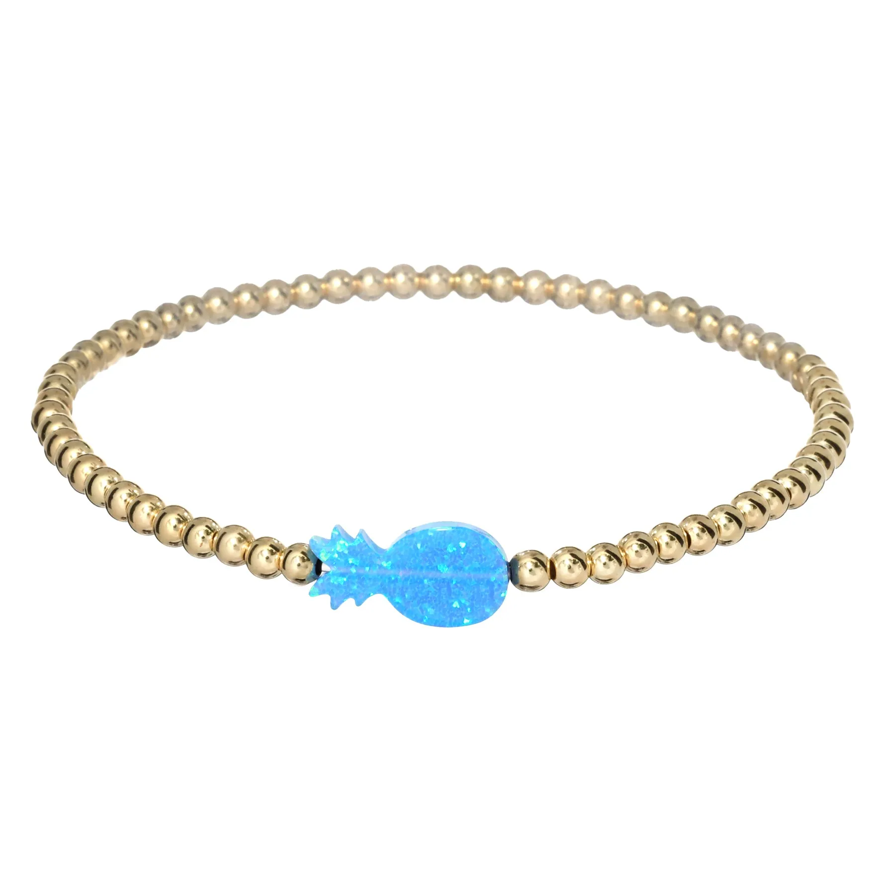 PINEAPPLE | Opal Charm and 14K Gold Filled Beads Bracelet