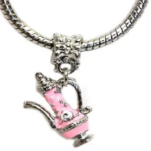 Pink Enamel Flagon Charm Dangle Bead European Bead Compatible for Most European Snake Chain Charm Bracelet