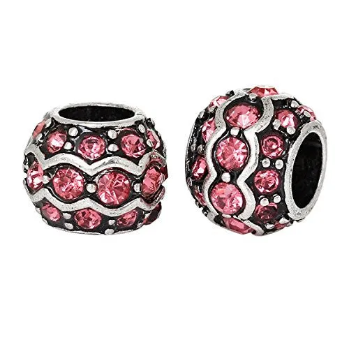 Pink European Bead Compatible for Most European Snake Chain Charm Bracelet