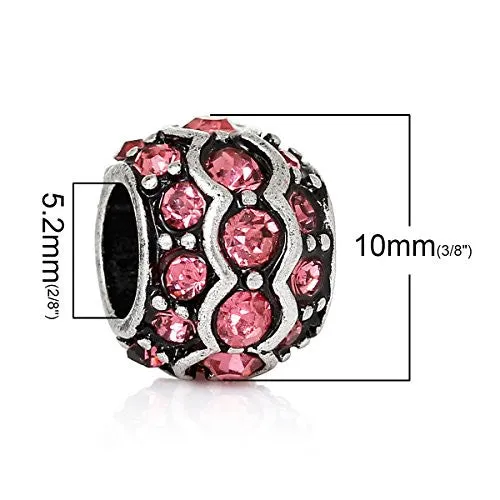 Pink European Bead Compatible for Most European Snake Chain Charm Bracelet