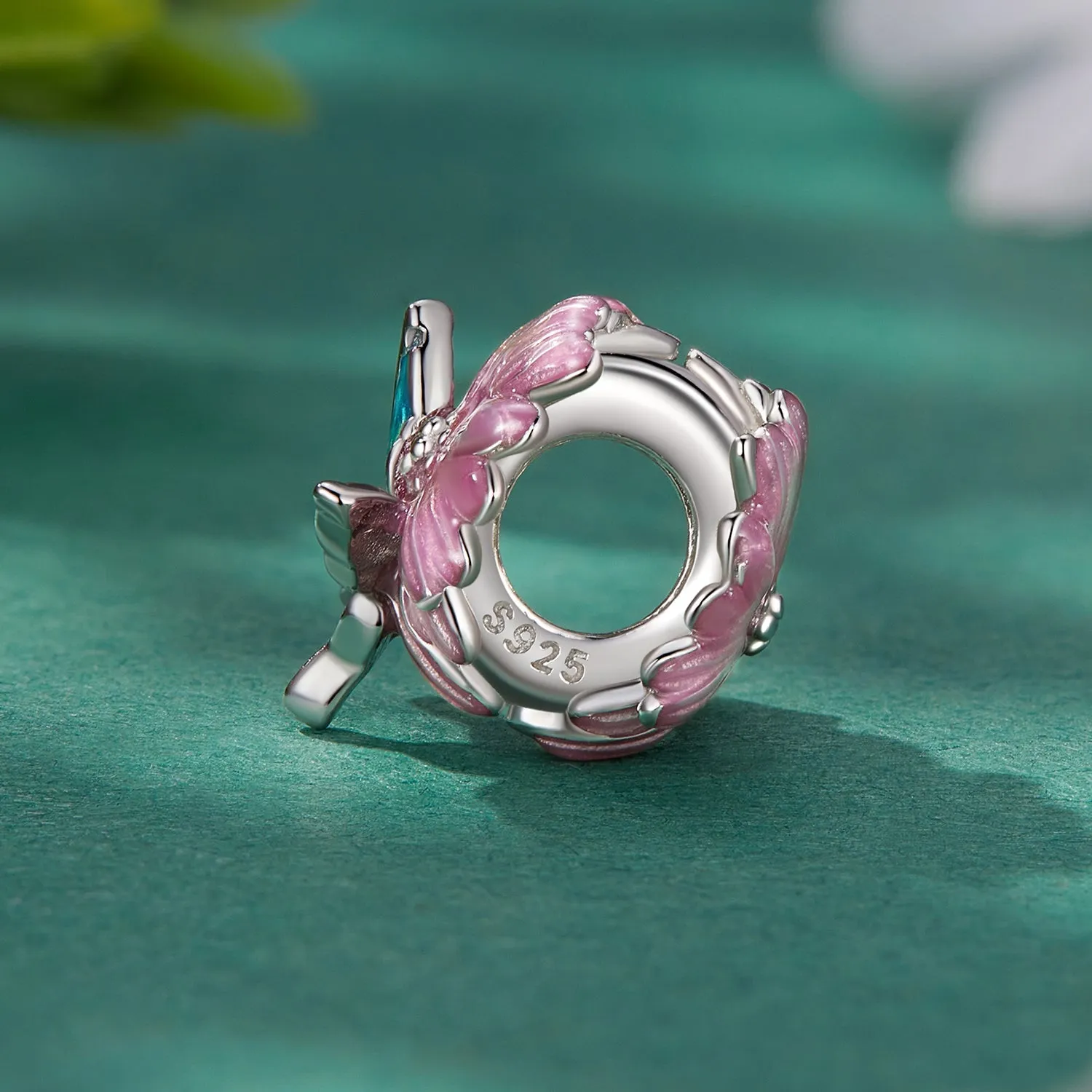 Pink Flower & Butterfly Charm