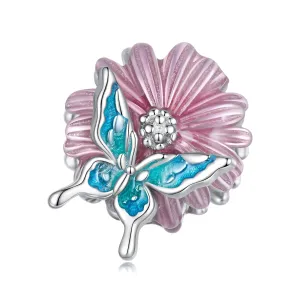 Pink Flower & Butterfly Charm