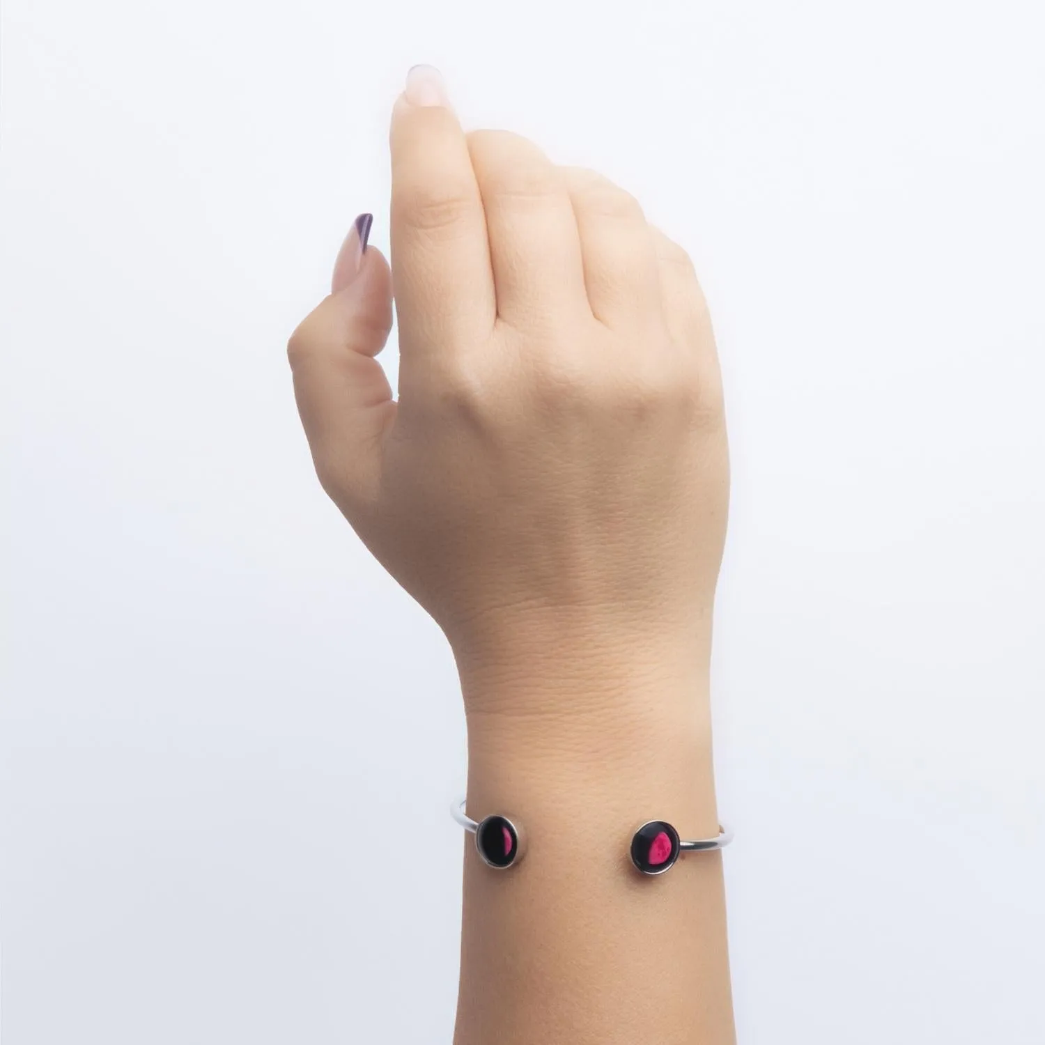 Pink Moon Lunar Dyad Cuff in Stainless Steel