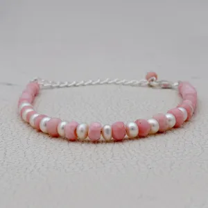 Pink Opal & Pearl Beads Bracelet