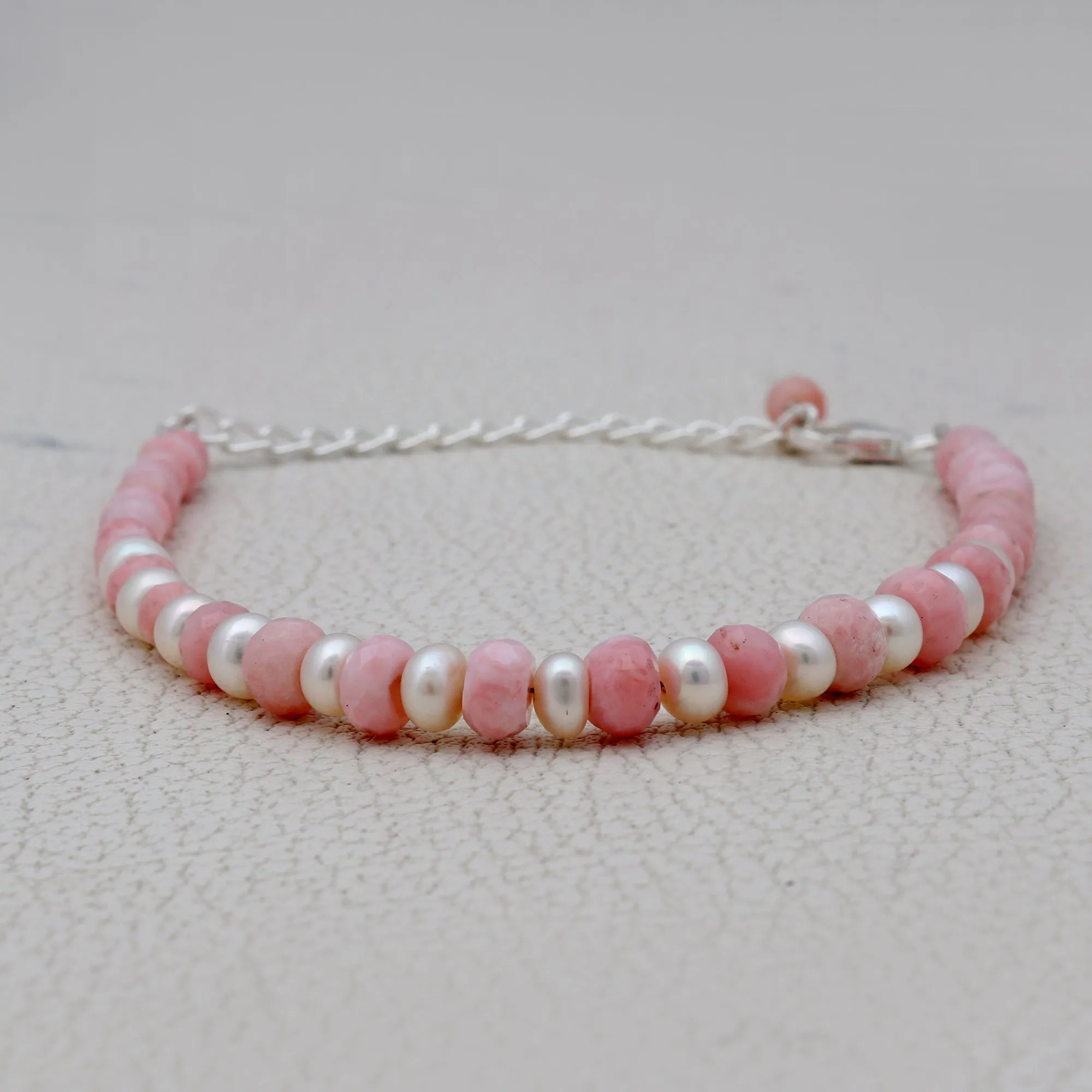 Pink Opal & Pearl Beads Bracelet
