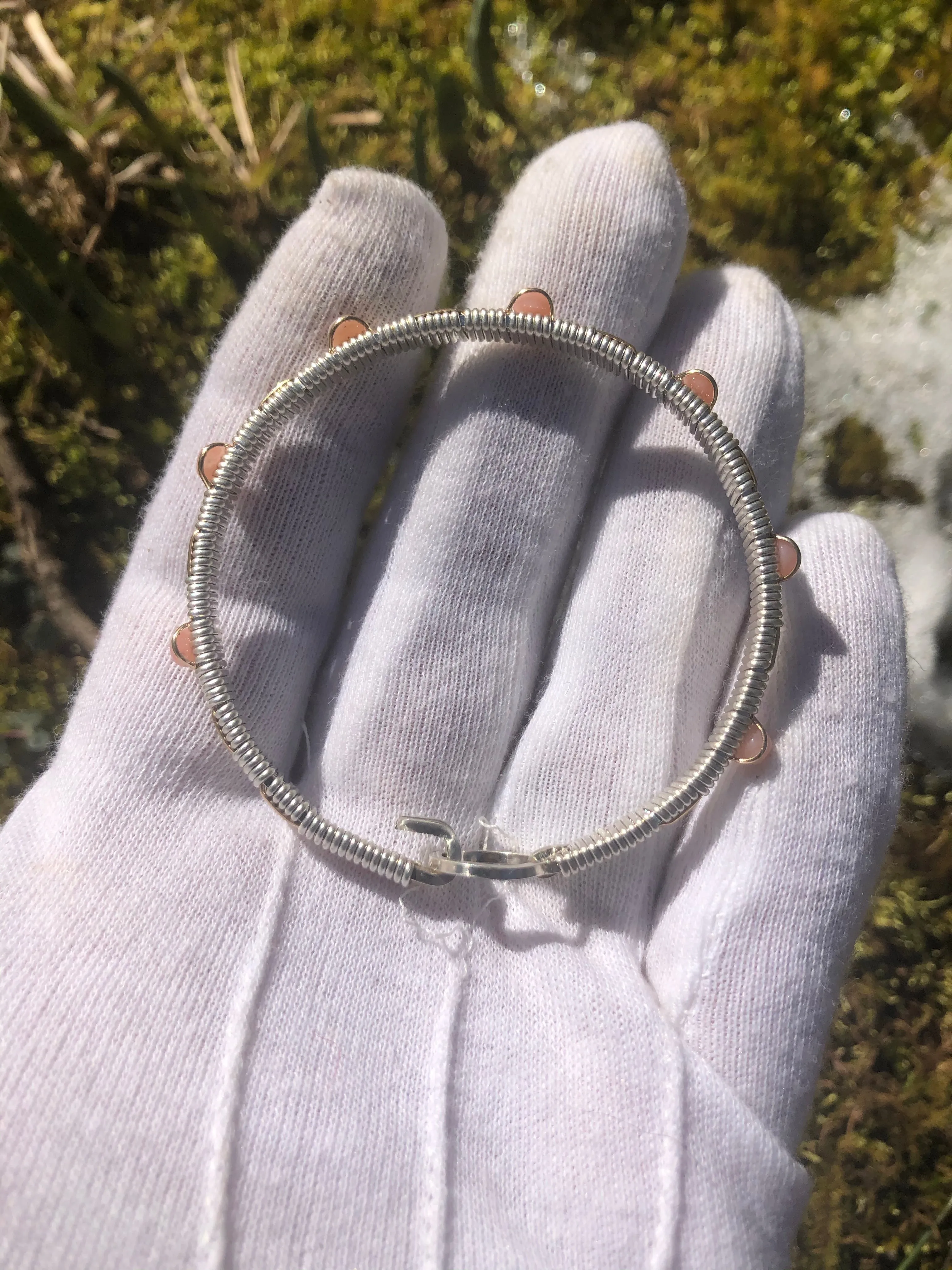 Pink Opal Classic  Bangle Bracelet