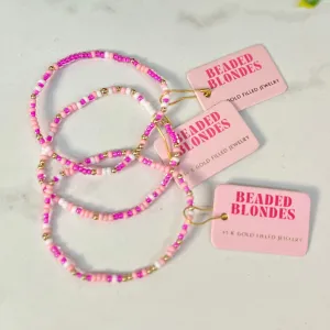 Pinks Sprinkle Beaded Bracelet: Standard Extended 7.25 inch