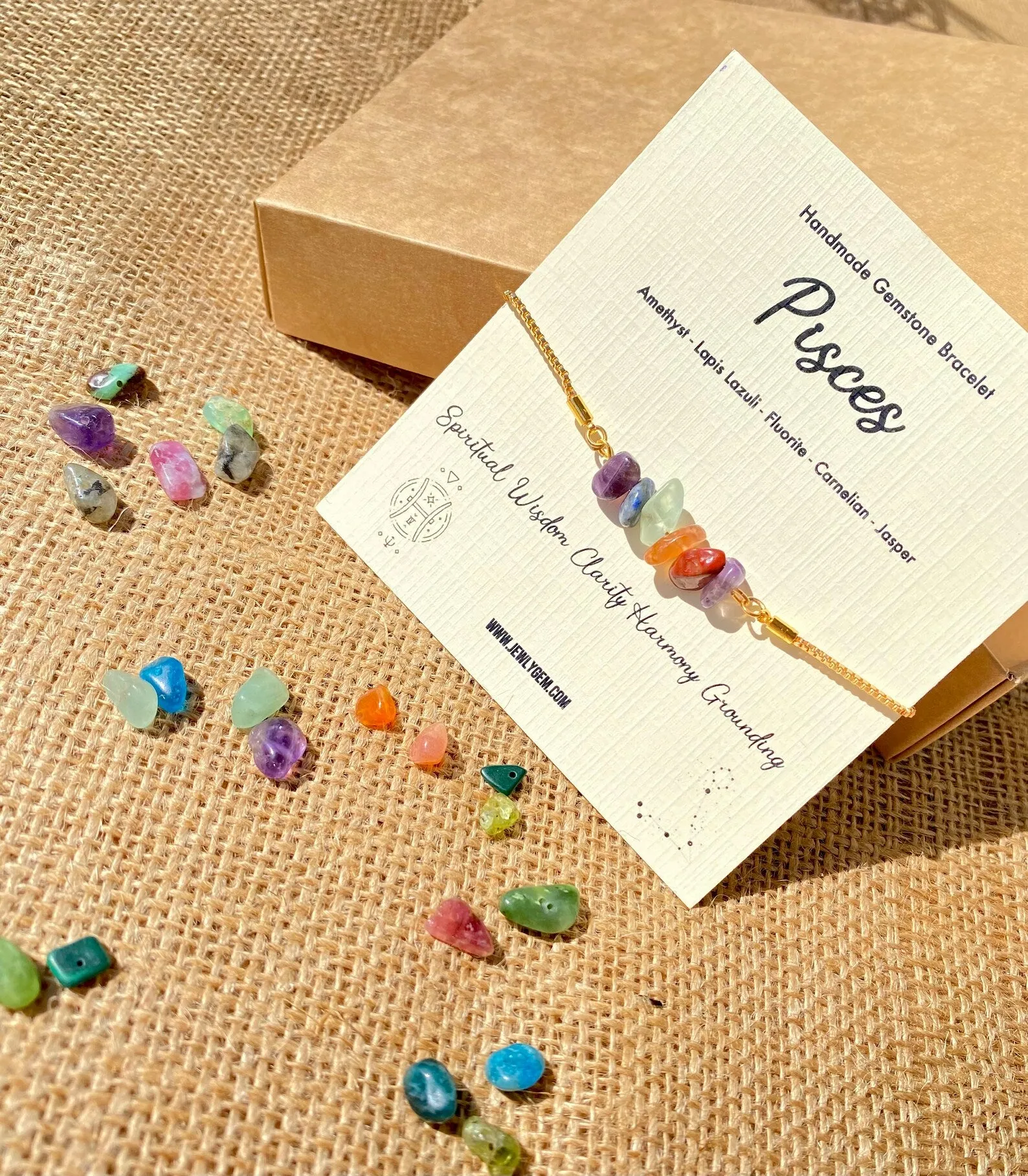 Pisces Zodiac Gemstone Bracelet