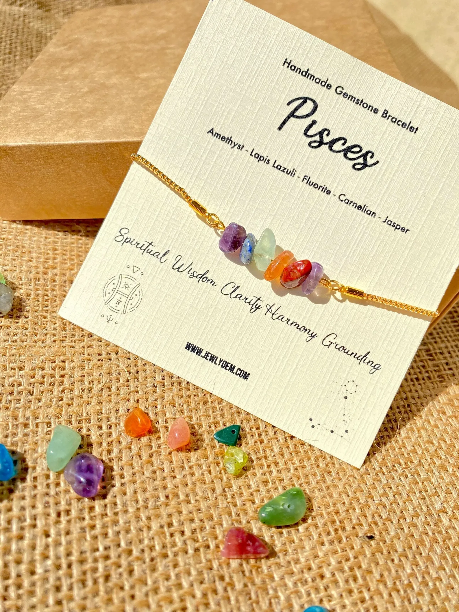Pisces Zodiac Gemstone Bracelet