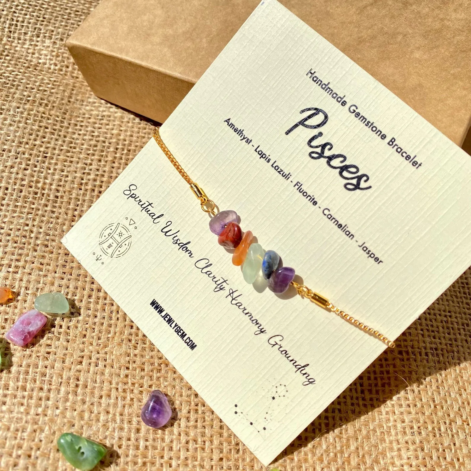Pisces Zodiac Gemstone Bracelet