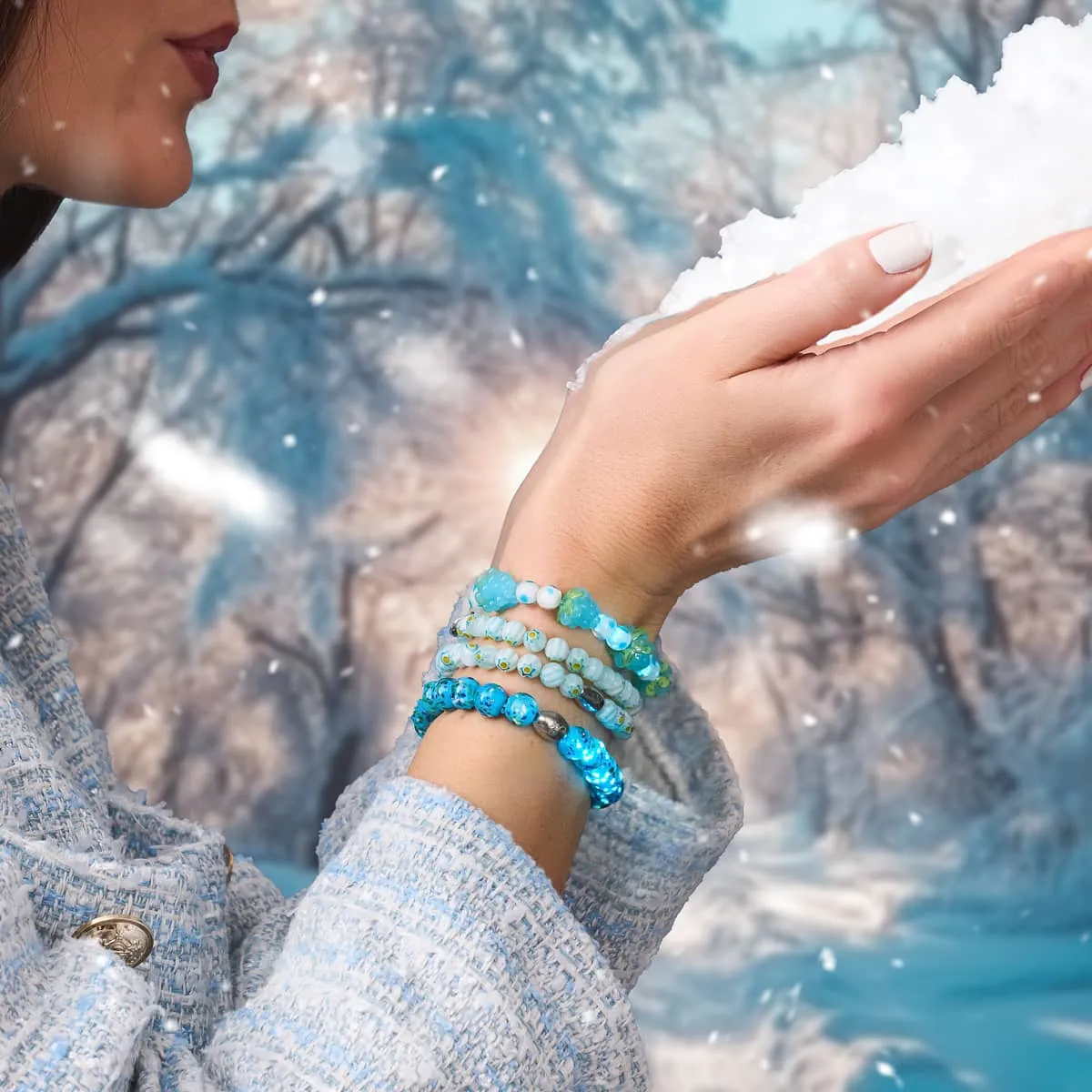 Polka Dot Blue | .925 Sterling Silver | Firefly Glass Berry Bracelet