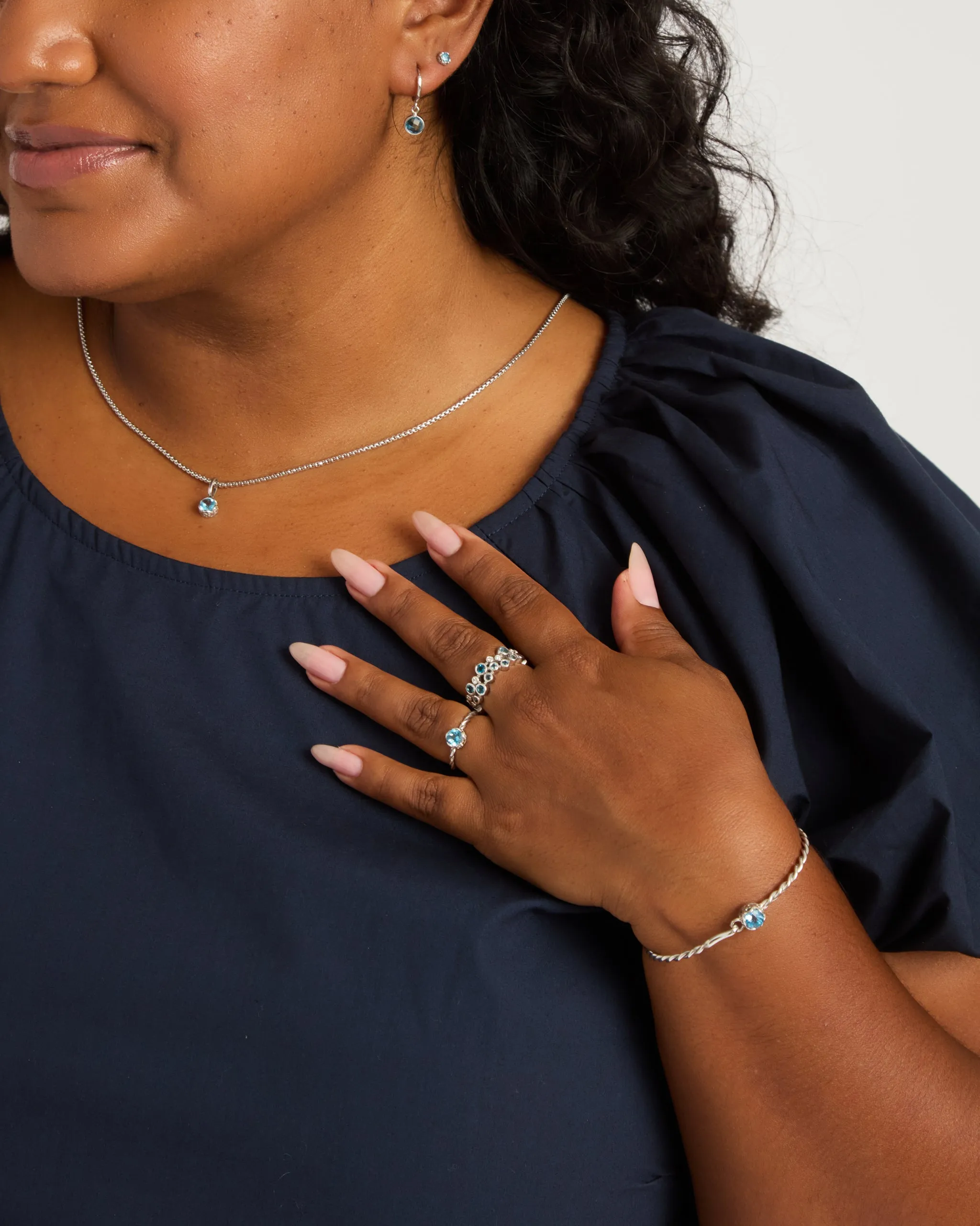 Princess Petroglyph Twisted Bangle - Hampton Blue Topaz