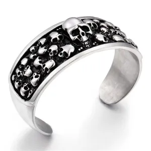 Punk Cool Men's 316L Stainless Steel Huge Heavy Skeleton Skull Bangle Gothic Mens Biker Rocker Punk Bracelet Bangle Cuff Jewelry