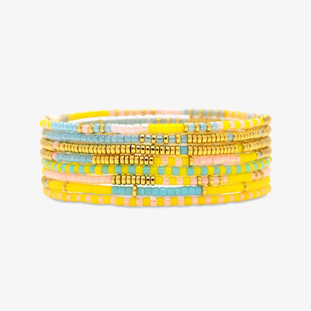 Pura Vida Mixed Bead Sunset Beach Stretch Br