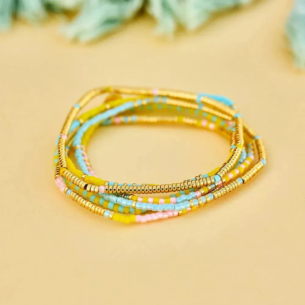 Pura Vida Mixed Bead Sunset Beach Stretch Br