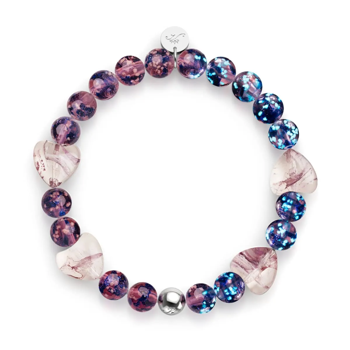 Purple Elixir | Firefly Glass x Murano Glass Hearts Bracelet