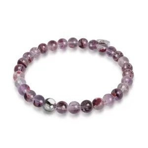 Purple Ghost Quartz | Silver | Healing Gemstone Bead Bracelet