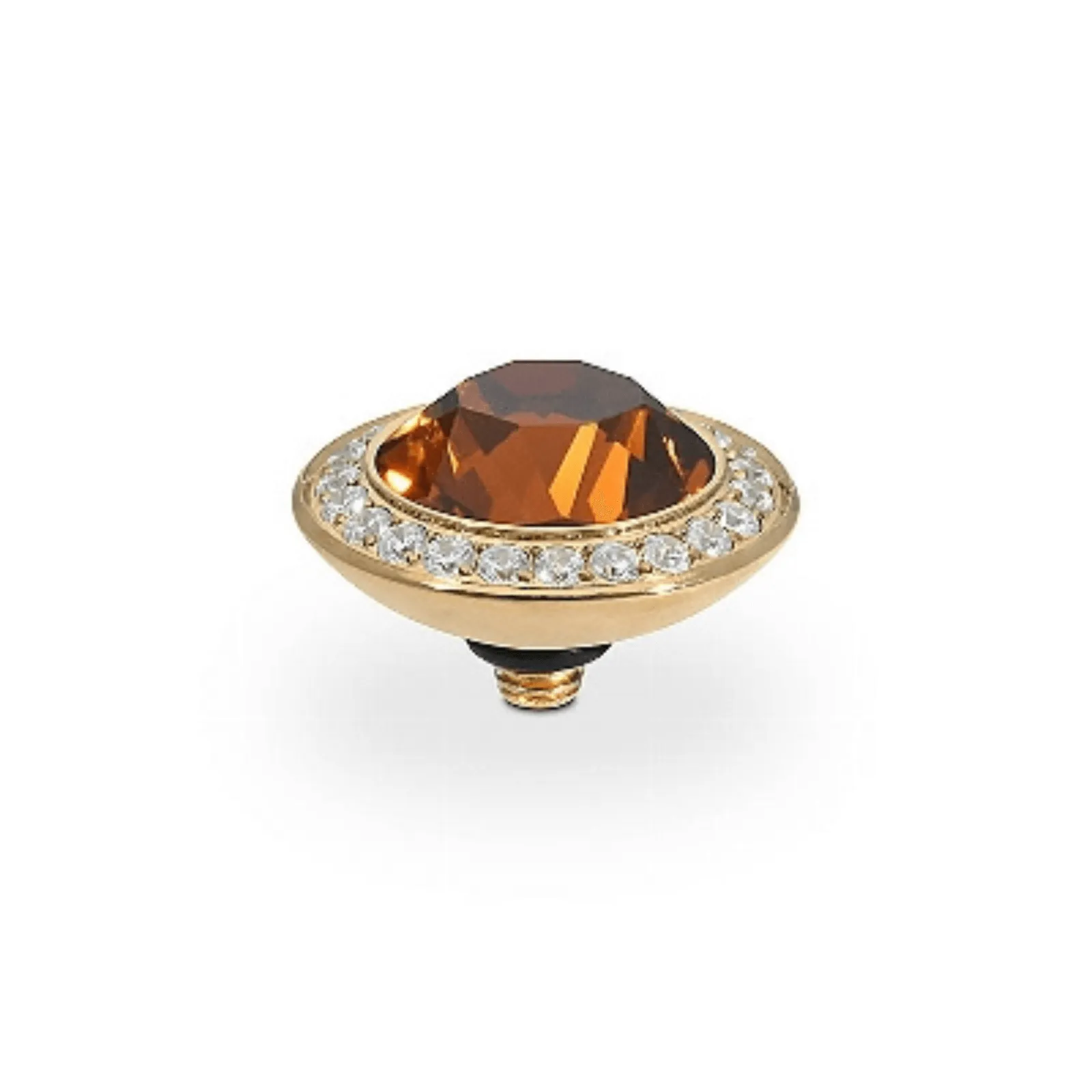 Qudo Tondo Deluxe 13mm Gold Topper - Smoked Topaz