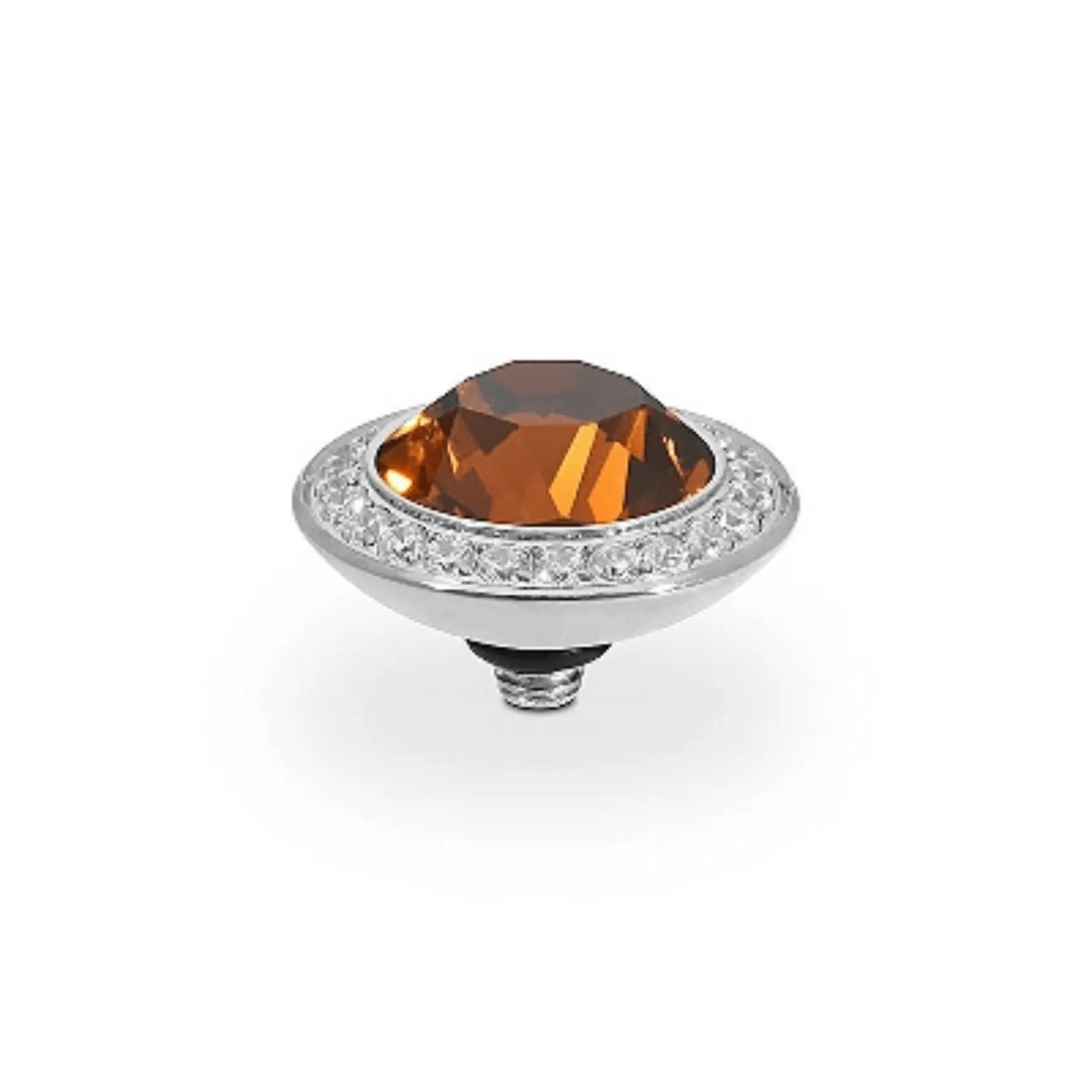 Qudo Tondo Deluxe 13mm Silver Topper - Smoked Topaz