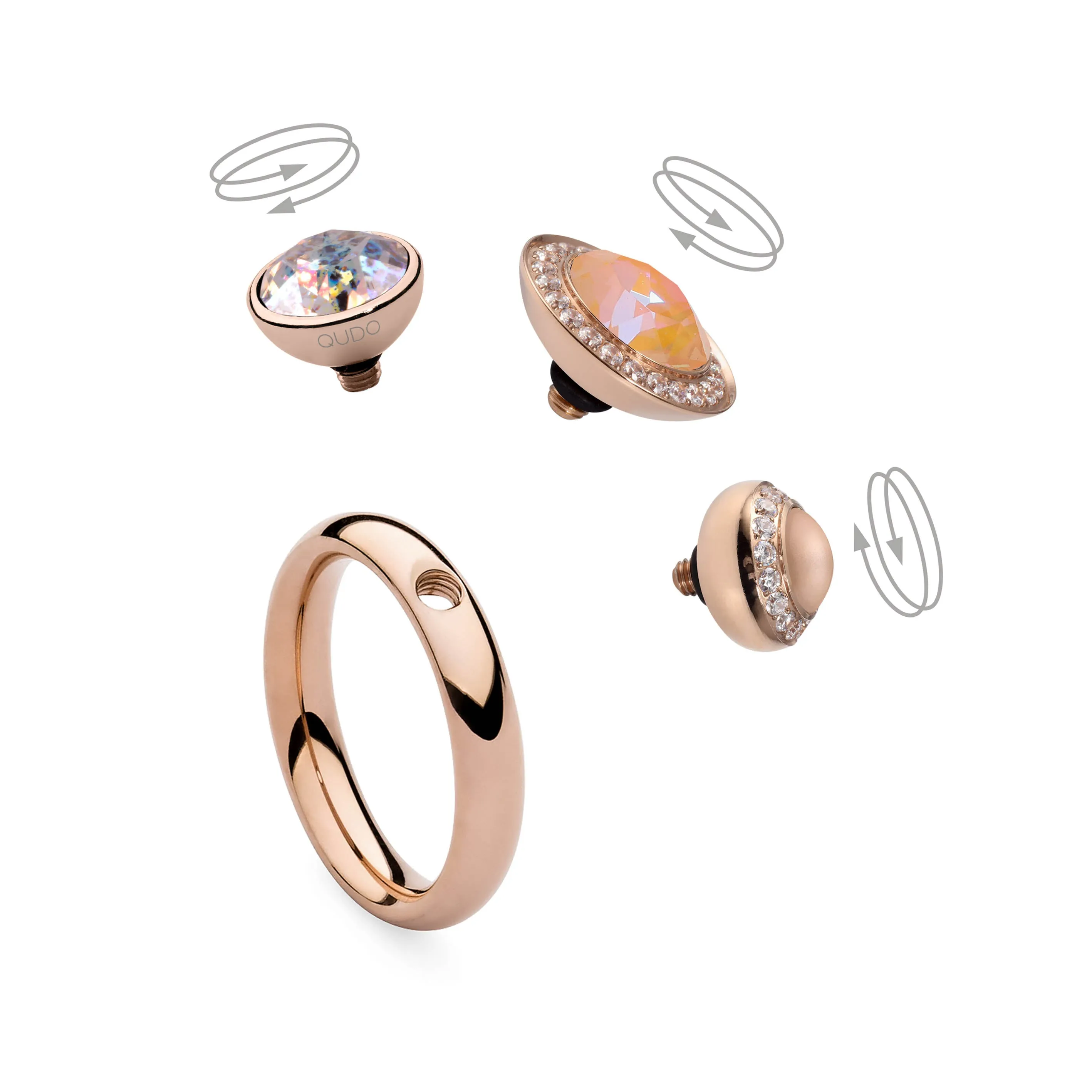 Qudo Tondo Deluxe 13mm Silver Topper - Topaz