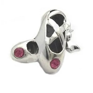 "Ballerina Shoes" Charm with Pink  Crystals High Quality Charm For Snake Charm Bracelet