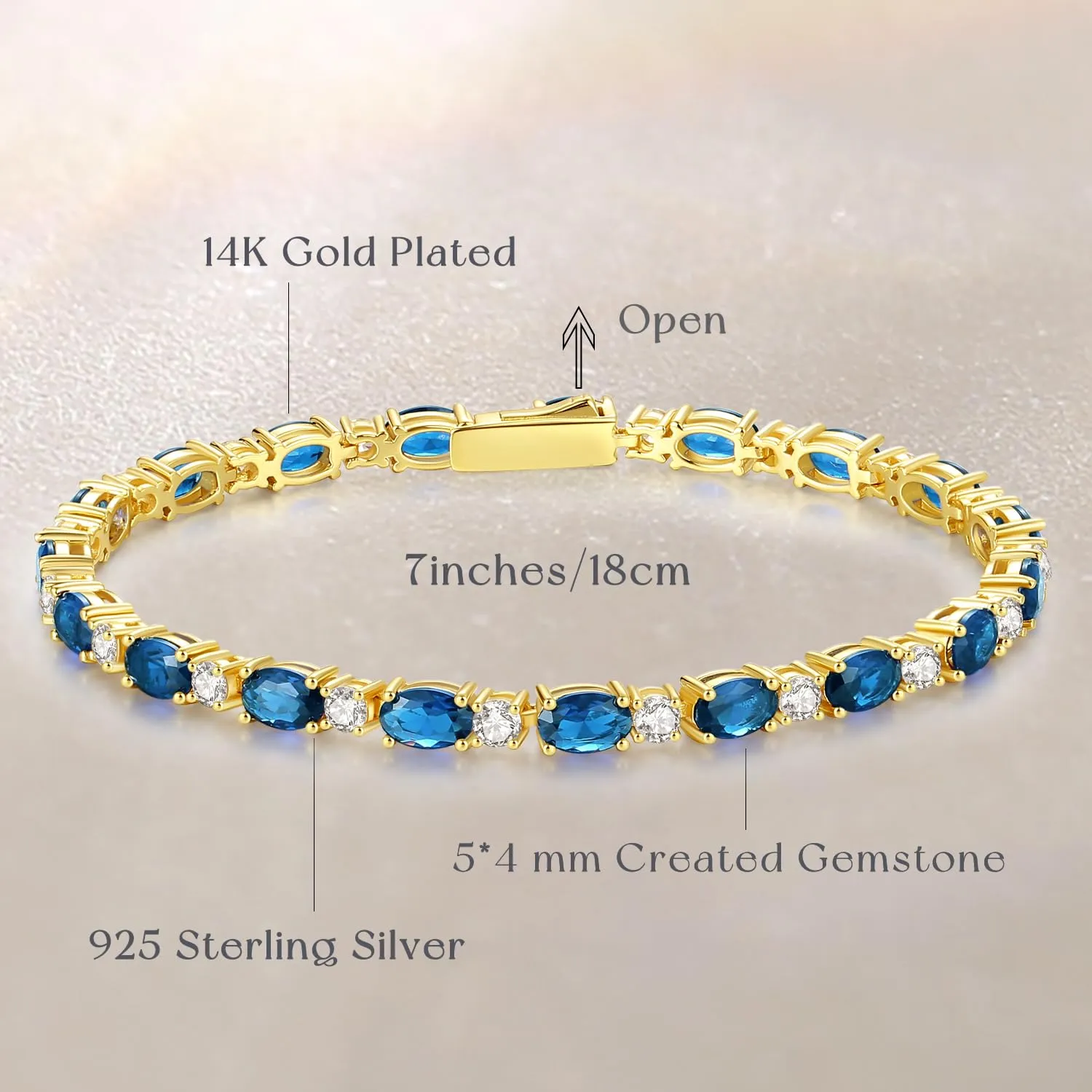 "Glamour Radiance" December Birthstone Fancy Cut Tennis Blue Topaz Sterling Silver Bracelet