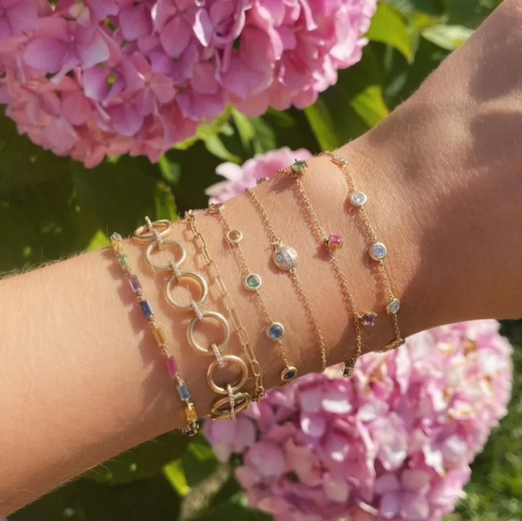 Rainbow Bezel Set Bracelet