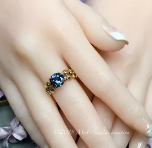 Rainbow Blue Mystic Topaz, Genuine Mystic Topaz, Handmade Ring 14 K GF US Size 6