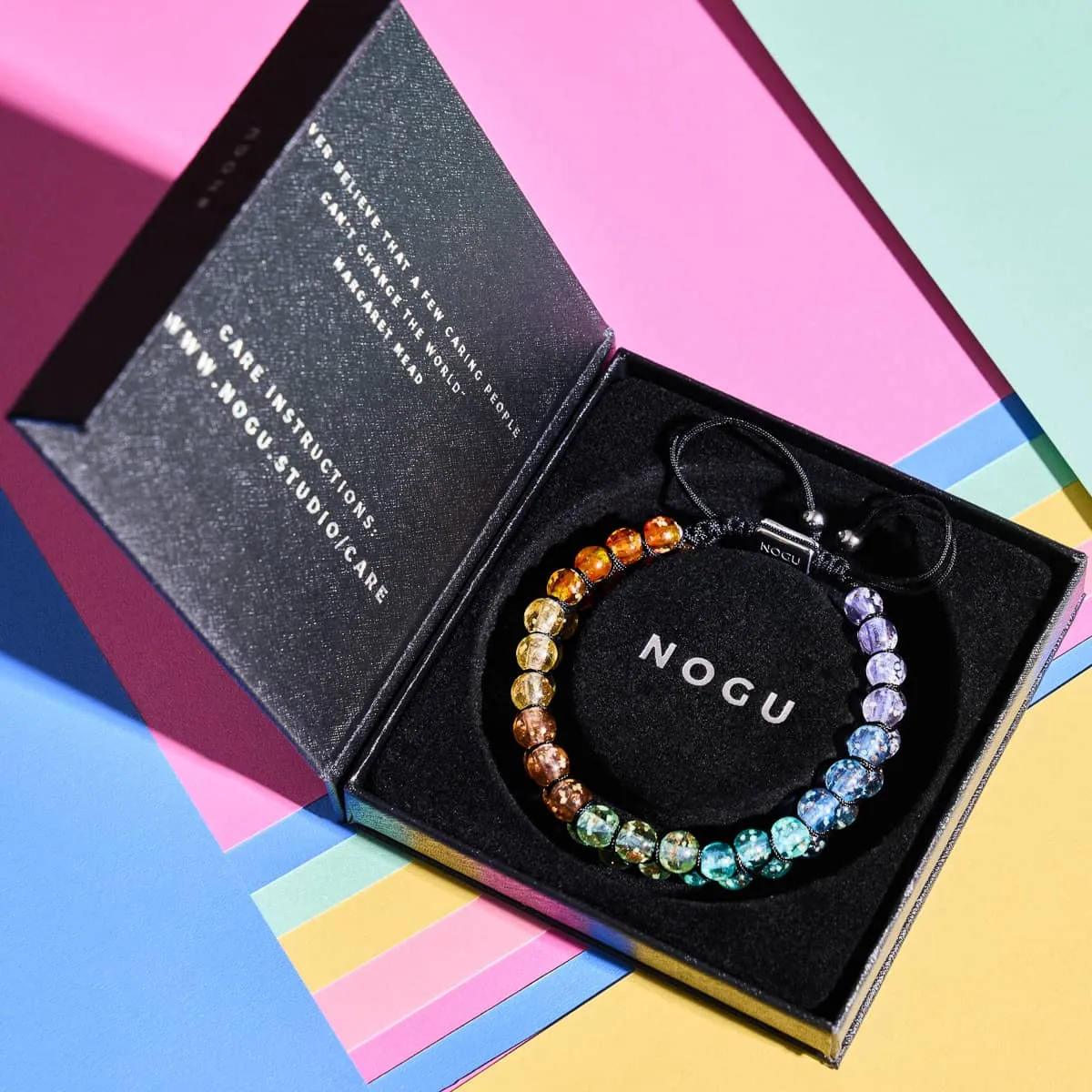 Rainbow Chakra | Clear Firefly Glass Bracelet
