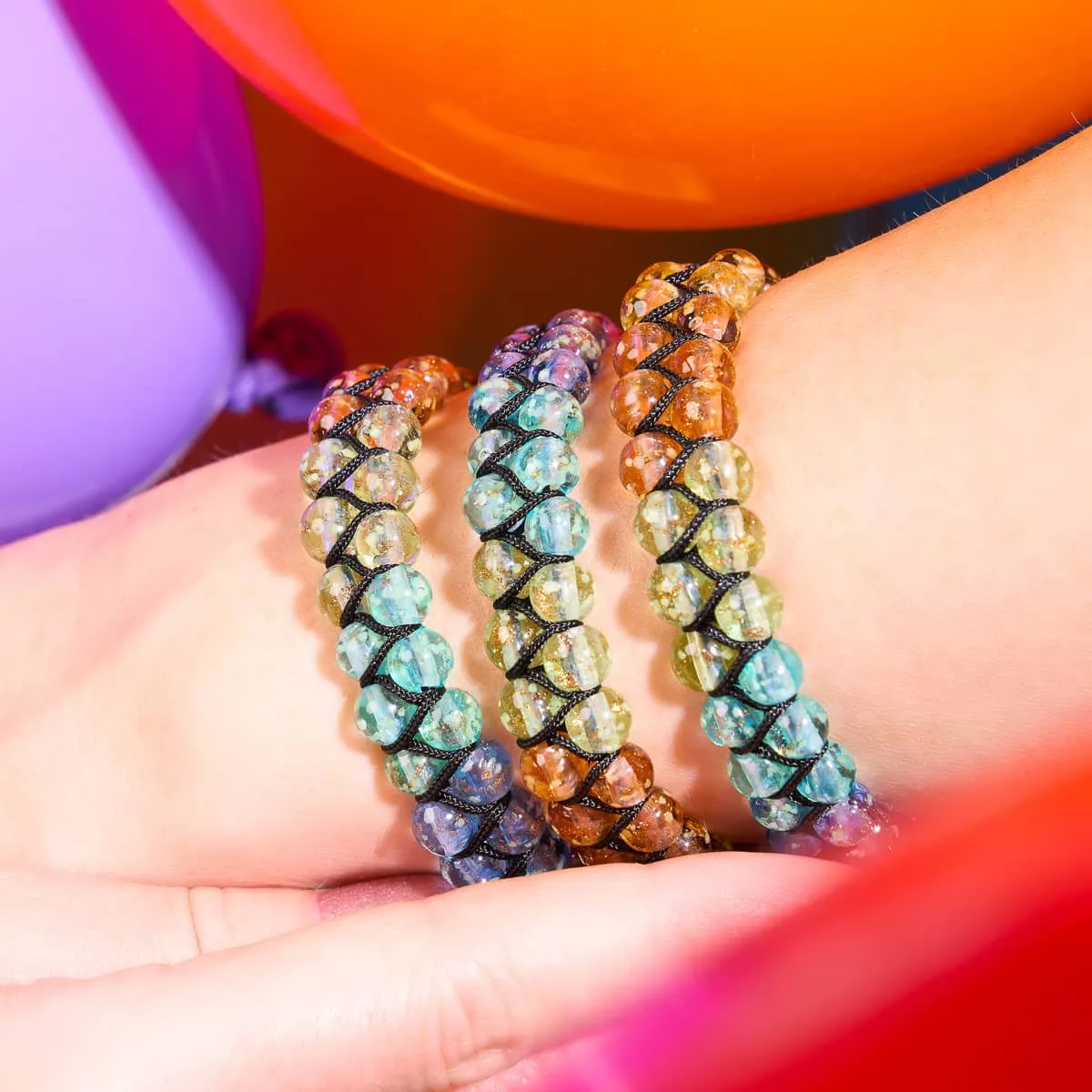 Rainbow Chakra | Clear Firefly Glass Bracelet