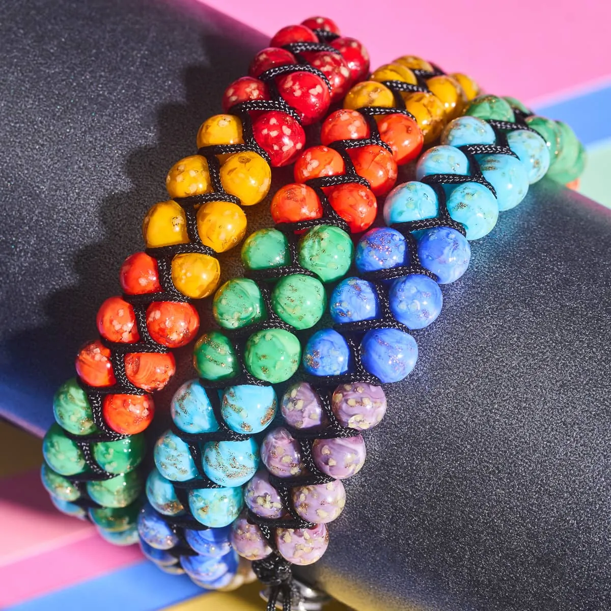 Rainbow Chakra | Solid Firefly Glass Bracelet