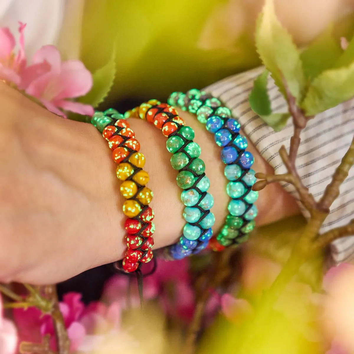 Rainbow Chakra | Solid Firefly Glass Bracelet