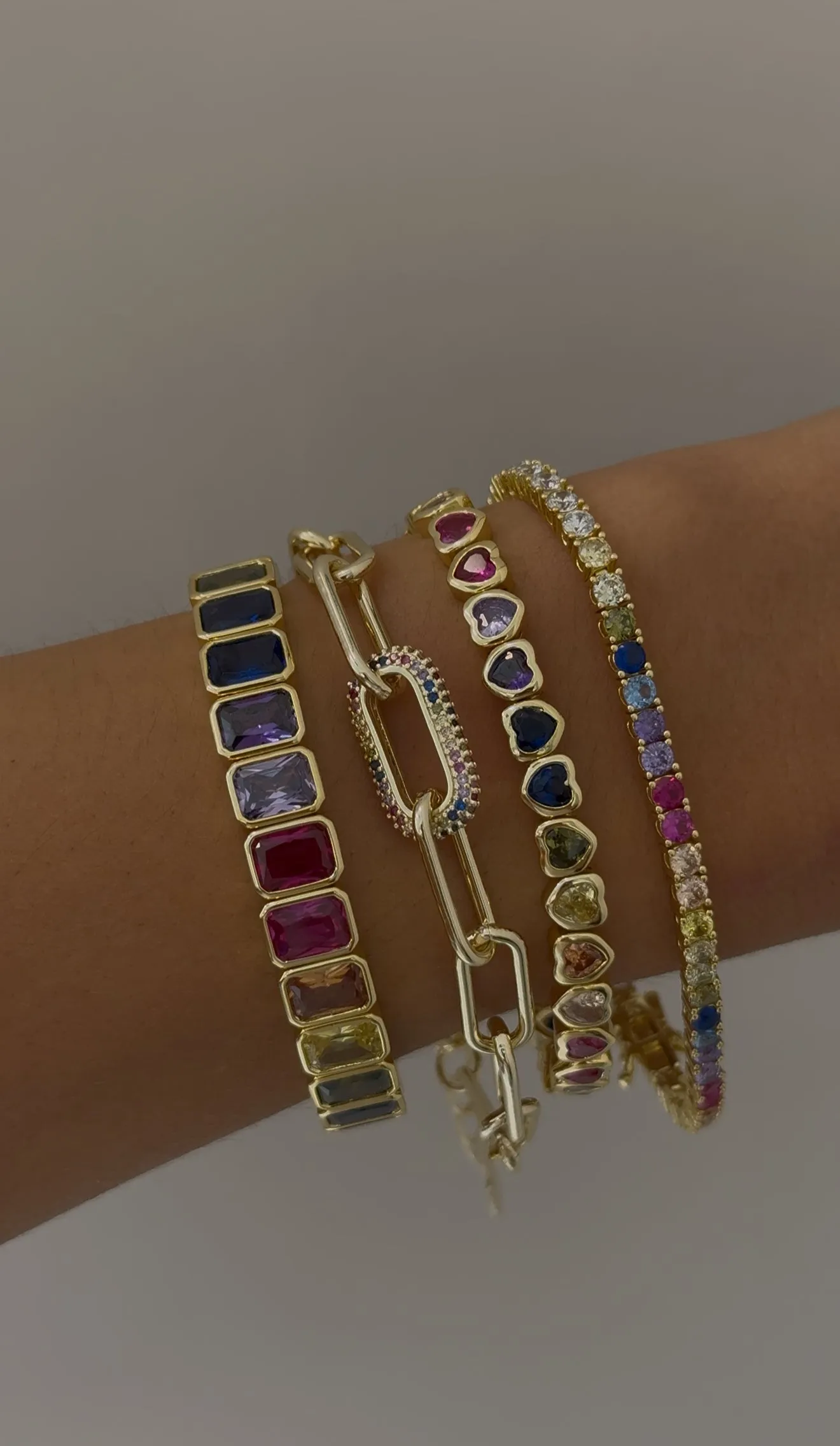 Rainbow Emerald Shape Stretchy Bracelet