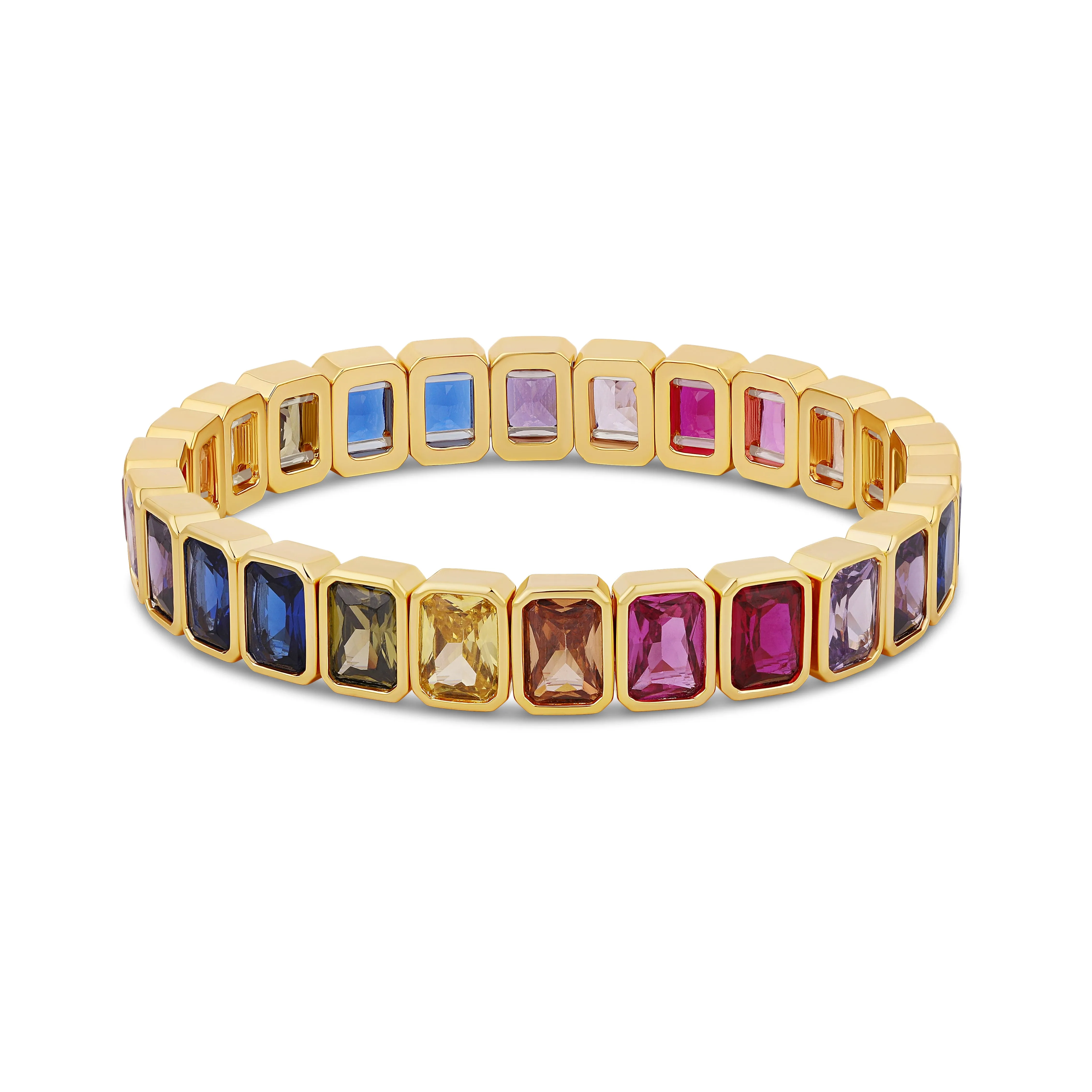 Rainbow Emerald Shape Stretchy Bracelet