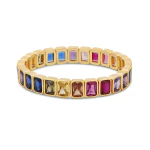 Rainbow Emerald Shape Stretchy Bracelet