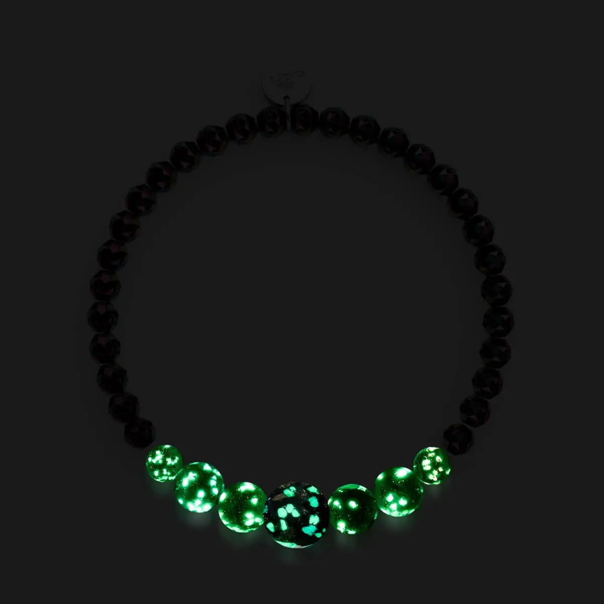 Rainbow Road | Eclipse Hematite | Solid Firefly Glass Chakra Bracelet