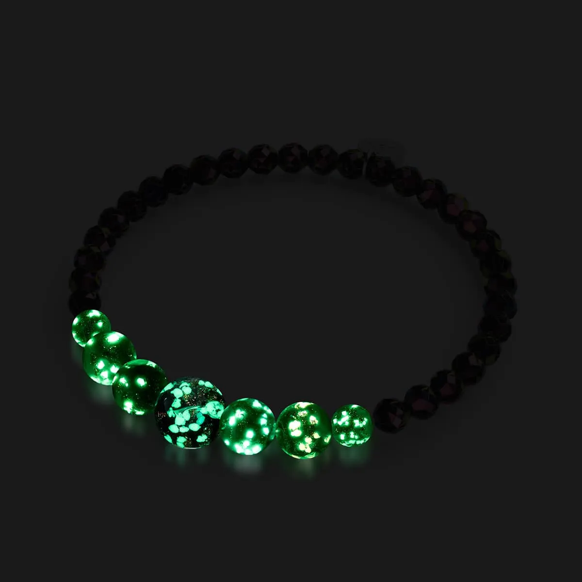 Rainbow Road | Eclipse Hematite | Solid Firefly Glass Chakra Bracelet