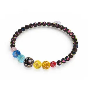 Rainbow Road | Eclipse Hematite | Solid Firefly Glass Chakra Bracelet