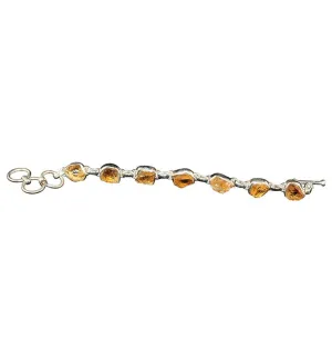Raw Cut Yellow Topaz Bracelet In Sterling Silver