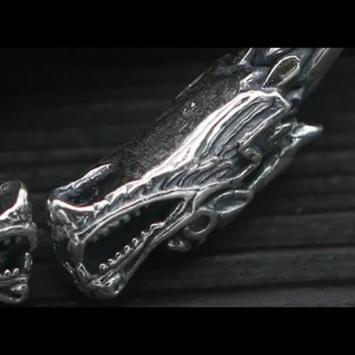 Real Solid 925 Sterling Silver Cuff Bracelet Bangle Animals Dragon Punk Jewelry