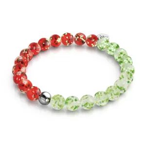 Red Holly x Frosted Mistletoe | .925 Sterling Silver | Firefly Glass Bracelet