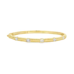 Ribbed Diamond Bangle