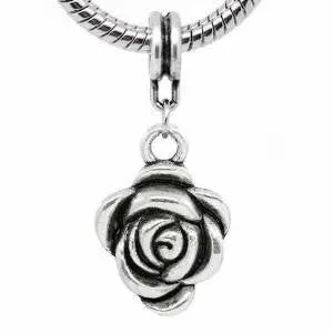 Rose Flower European Bead Compatible for Most European Snake Chain Bracelet