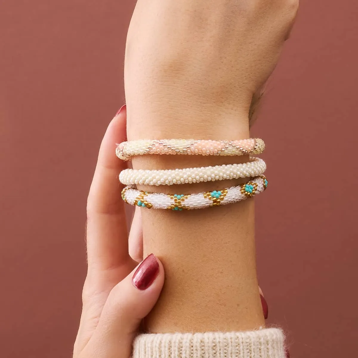 Rose Lassi | Himalayan Glass Bead Bracelet