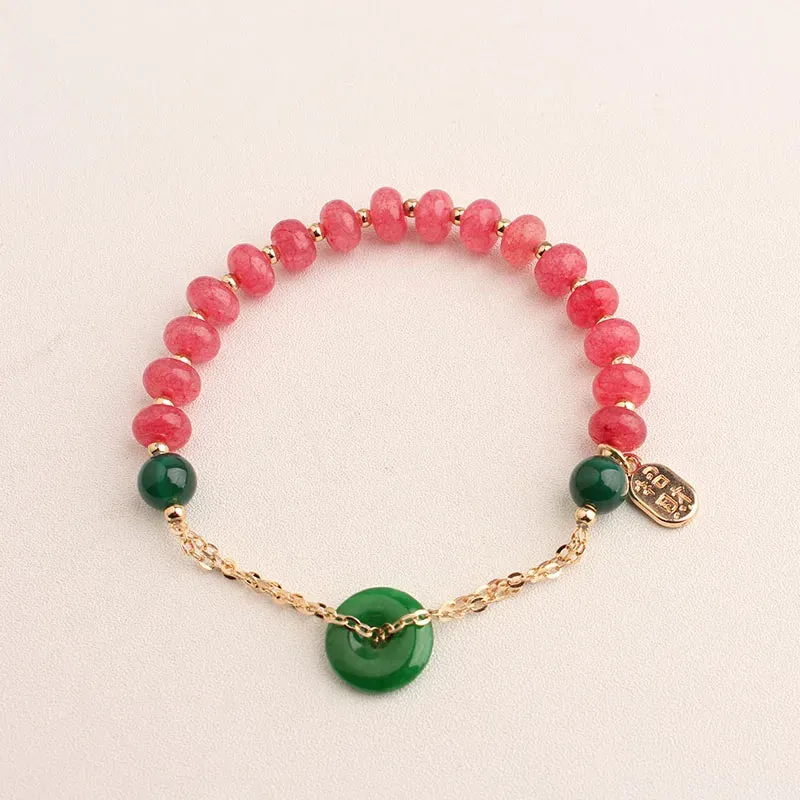 Rose sisi Chinese style classic style charm lady bracelet for women jade pendant beads bracelets elastic jewelry for women gift