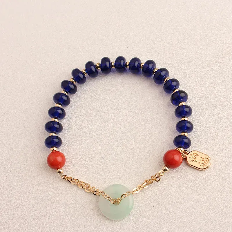 Rose sisi Chinese style classic style charm lady bracelet for women jade pendant beads bracelets elastic jewelry for women gift